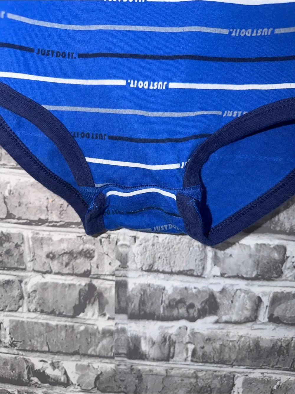 Nike Blue and White‎ Striped Long-Sleeve Baby Bodysuit